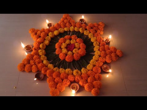 Rangoli with flowers