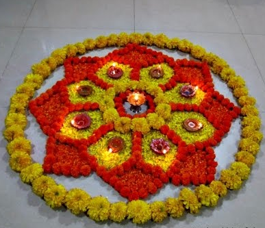 Rangoli designs with flowers