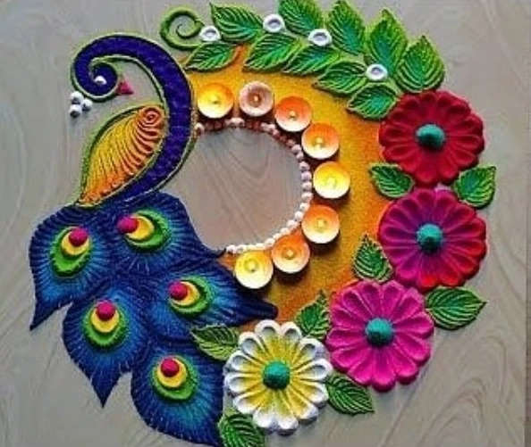Peacock Rangoli Designs |  