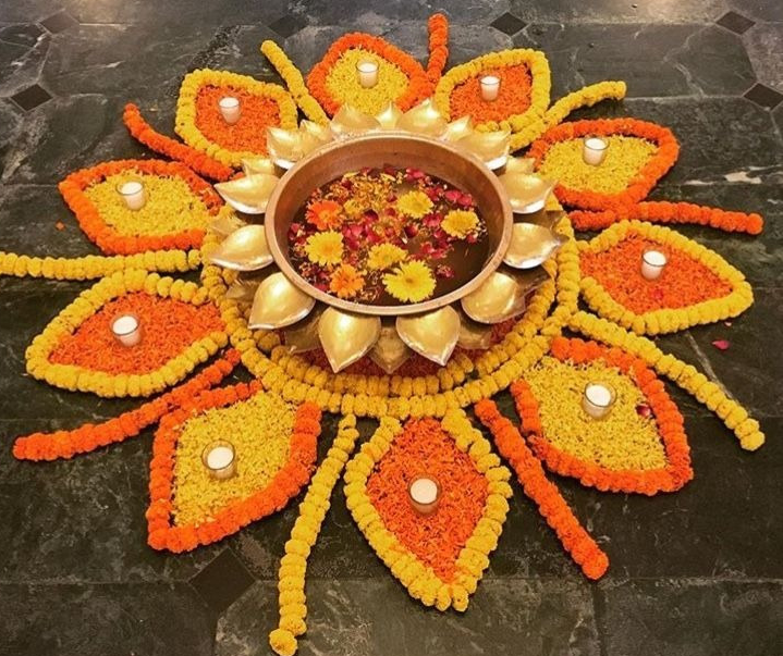 rangoli with flowers
