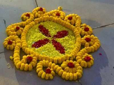 Rangoli with flowers