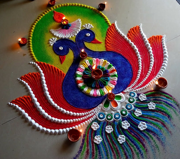  Rangoli Designs feather feather for Diwali