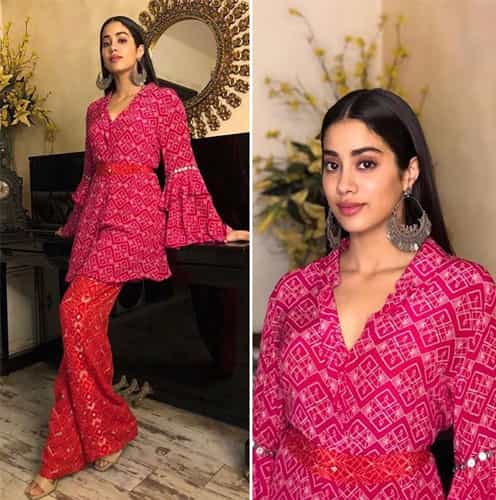 Jhanvi Kapoor in ethnic wear|Cotton kurta|Fusion pink kurta|Jhanvi Kapoor kurta looks