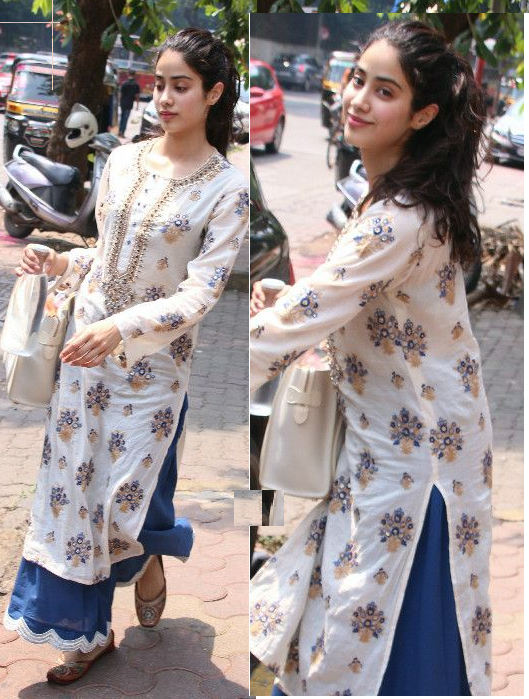 Jhanvi Kapoor in ethnic suit|Cotton kurta|Jhanvi Kapoor kurta looks